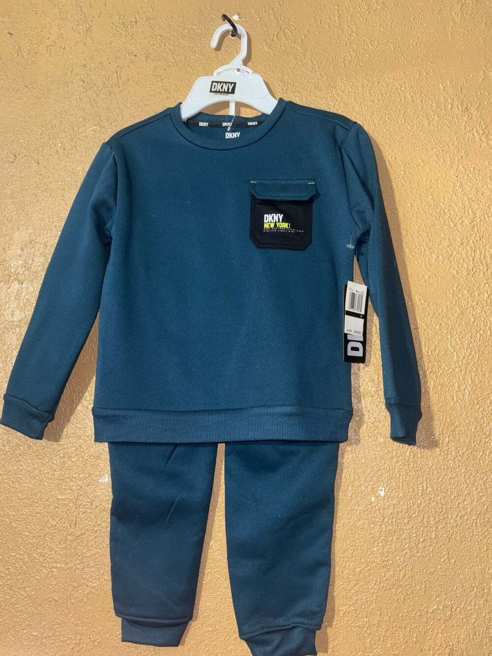 DKNY Boys Teal Blue Crewneck Sweatshirt and Jogger Pants